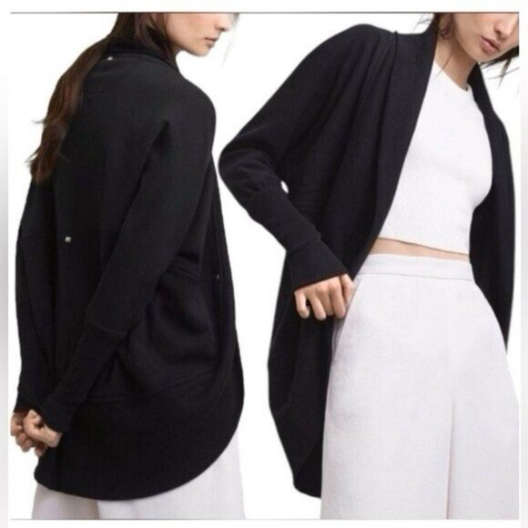 Wilfred Aritzia Diderot Cocoon Sweater Women's XXS Open Front Long Sleeve Black - Picture 3 of 6